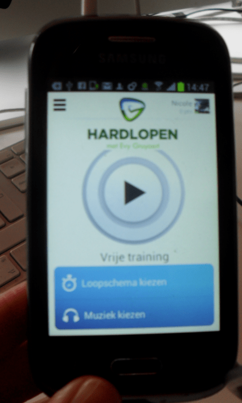 Schermweergave van de optie voor vrije training in de Evy app